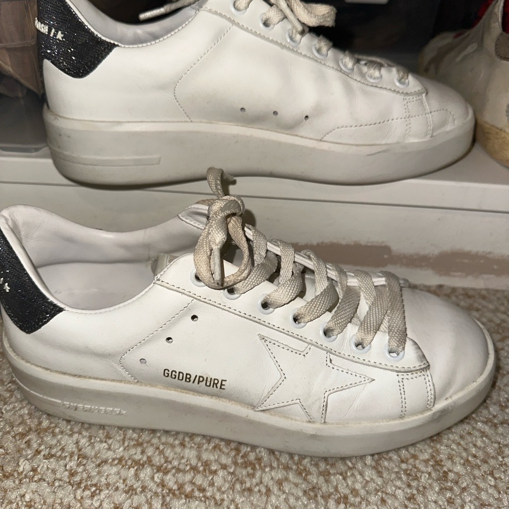 Golden Goose Starter sneakers all white with silver glitter heel tab